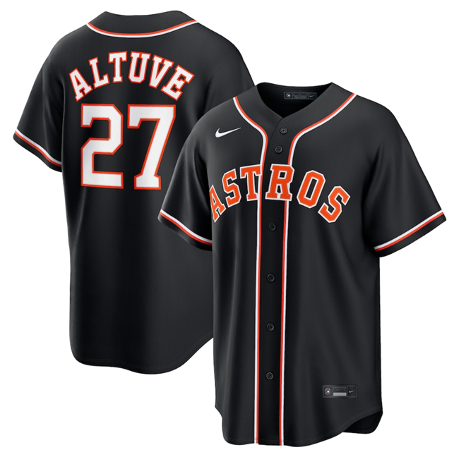 Men's Houston Astros #27 Jose Altuve 2026 Fashion Replica Black Out Stitched Baseball Jersey